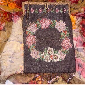 1920's beaded flapper purse, floral